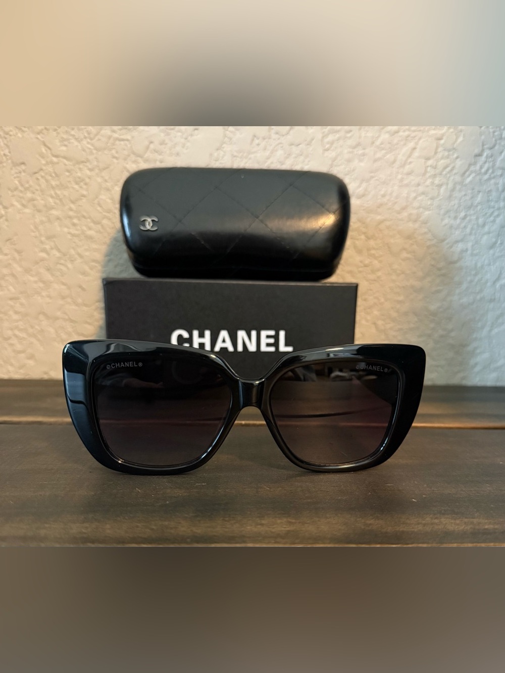 CHANEL Black Oversized Square Sunglasses